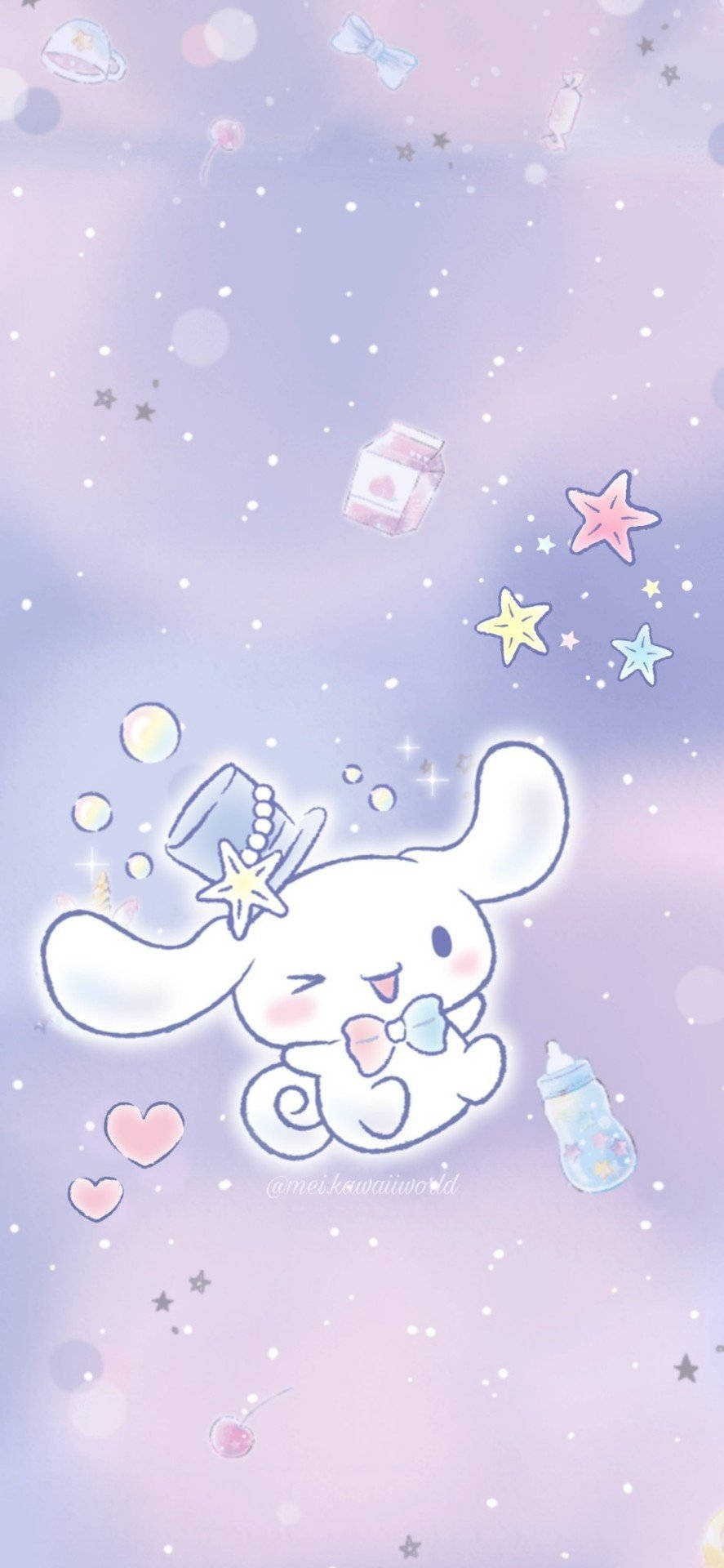 Cute Sanrio, white bunny, star hat, Full HD Phone Wallpaper