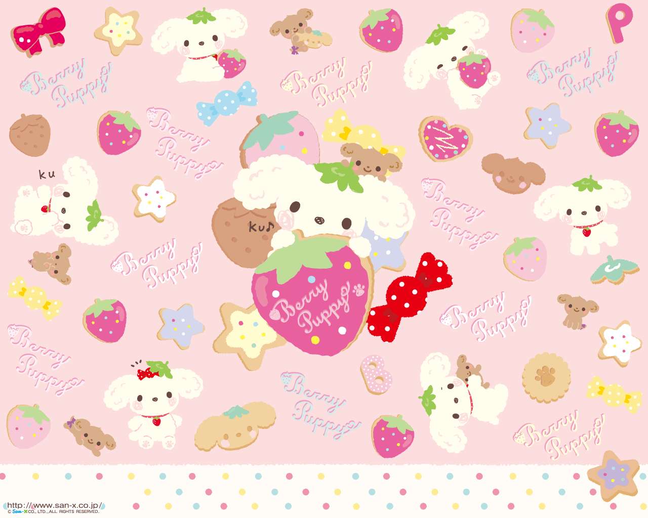 Sanrio characters, pink wallpaper pattern, cute white puppy characters, HD Desktop Wallpaper
