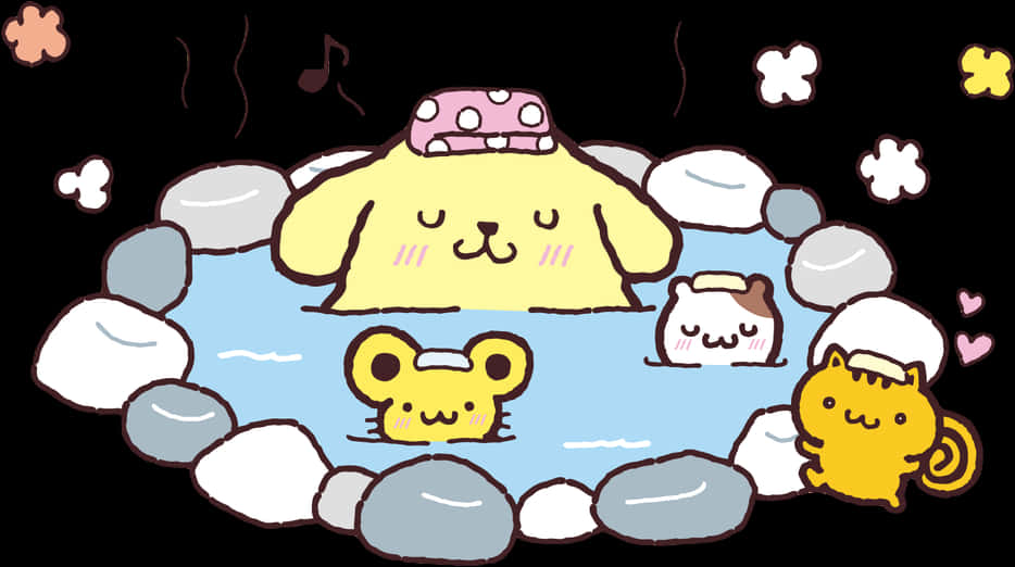 Sanrio characters, hot spring, steaming, SD Desktop Wallpaper
