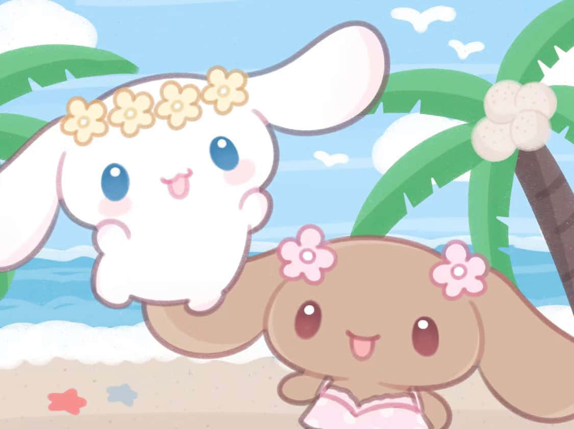 Sanrio Characters, beach, palm trees, SD Desktop Wallpaper