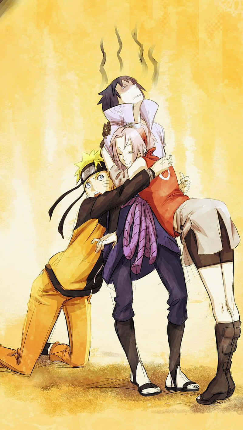 Cute Sasuke, anime characters, warm yellow background, HD Phone Wallpaper
