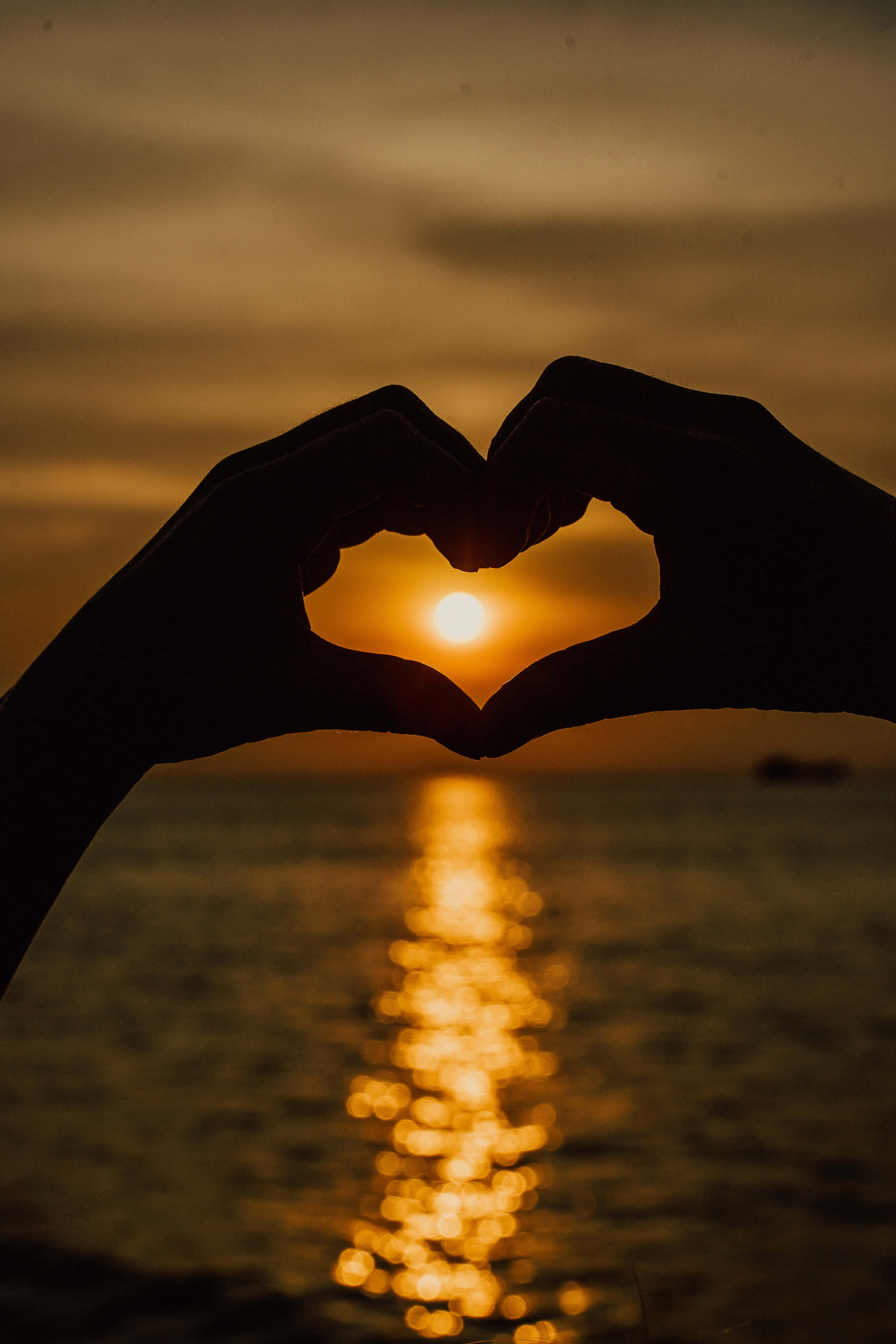 two hands, heart shape, sunset, 2K Phone Wallpaper