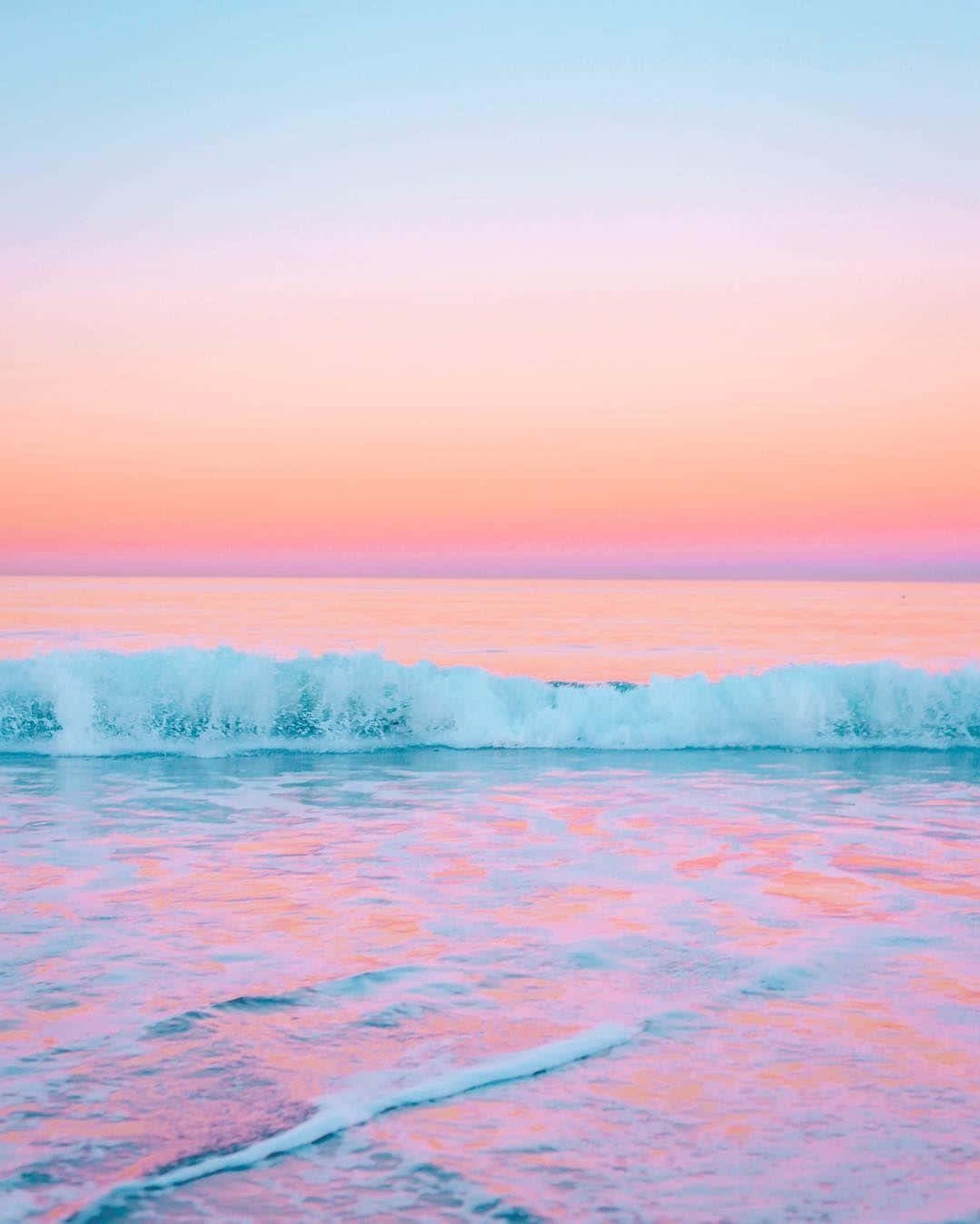 Cute Sea, pastel sky, pink orange and blue, HD Phone Wallpaper