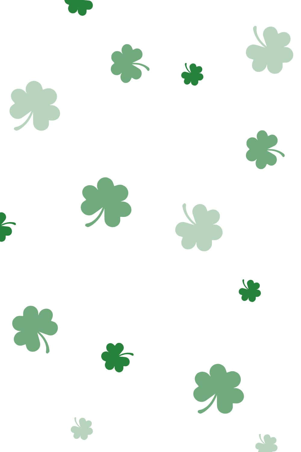 scattered shamrock pattern, green shamrocks, white background, HD Phone Wallpaper