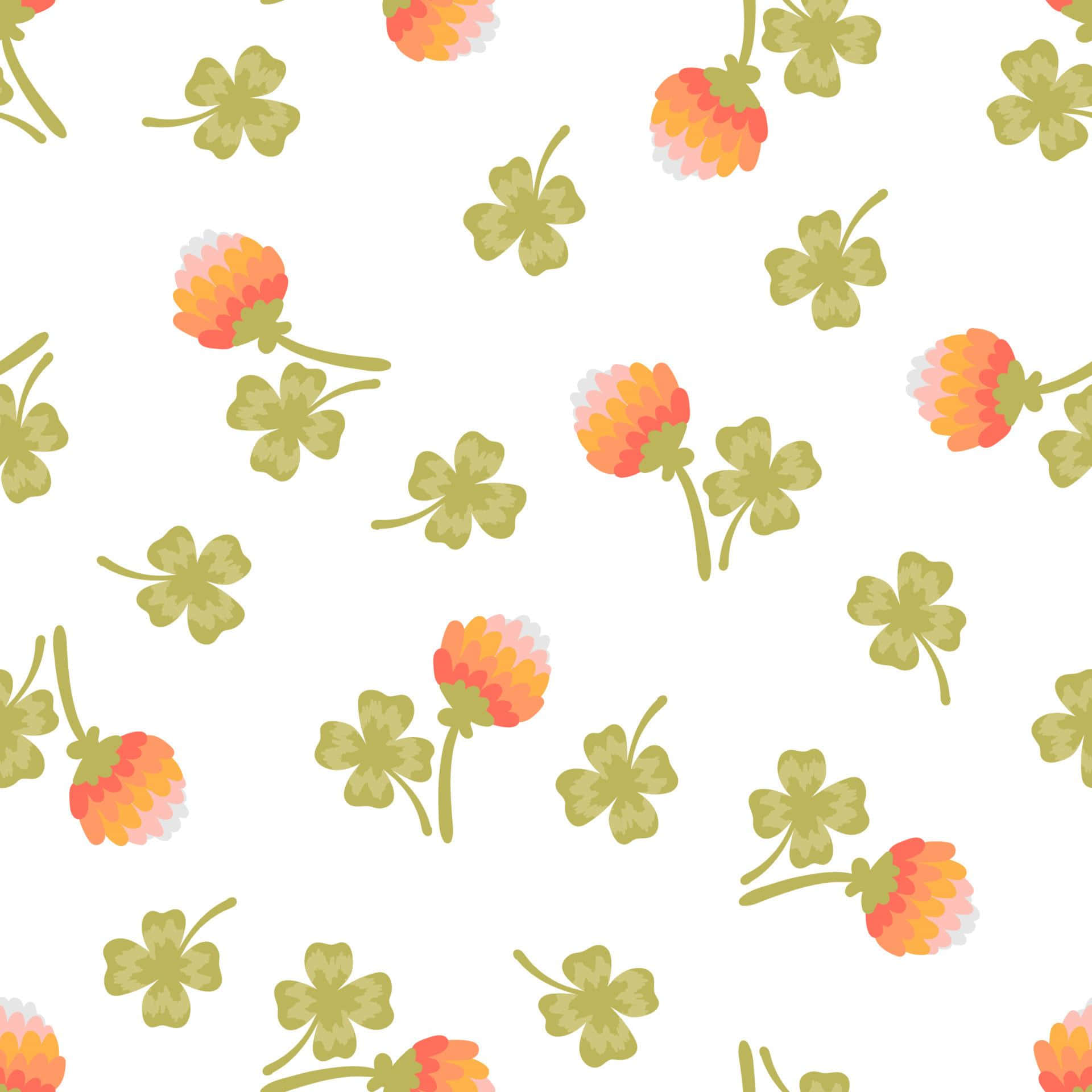 shamrock, clover, orange-pink flowers, Full HD Desktop Wallpaper
