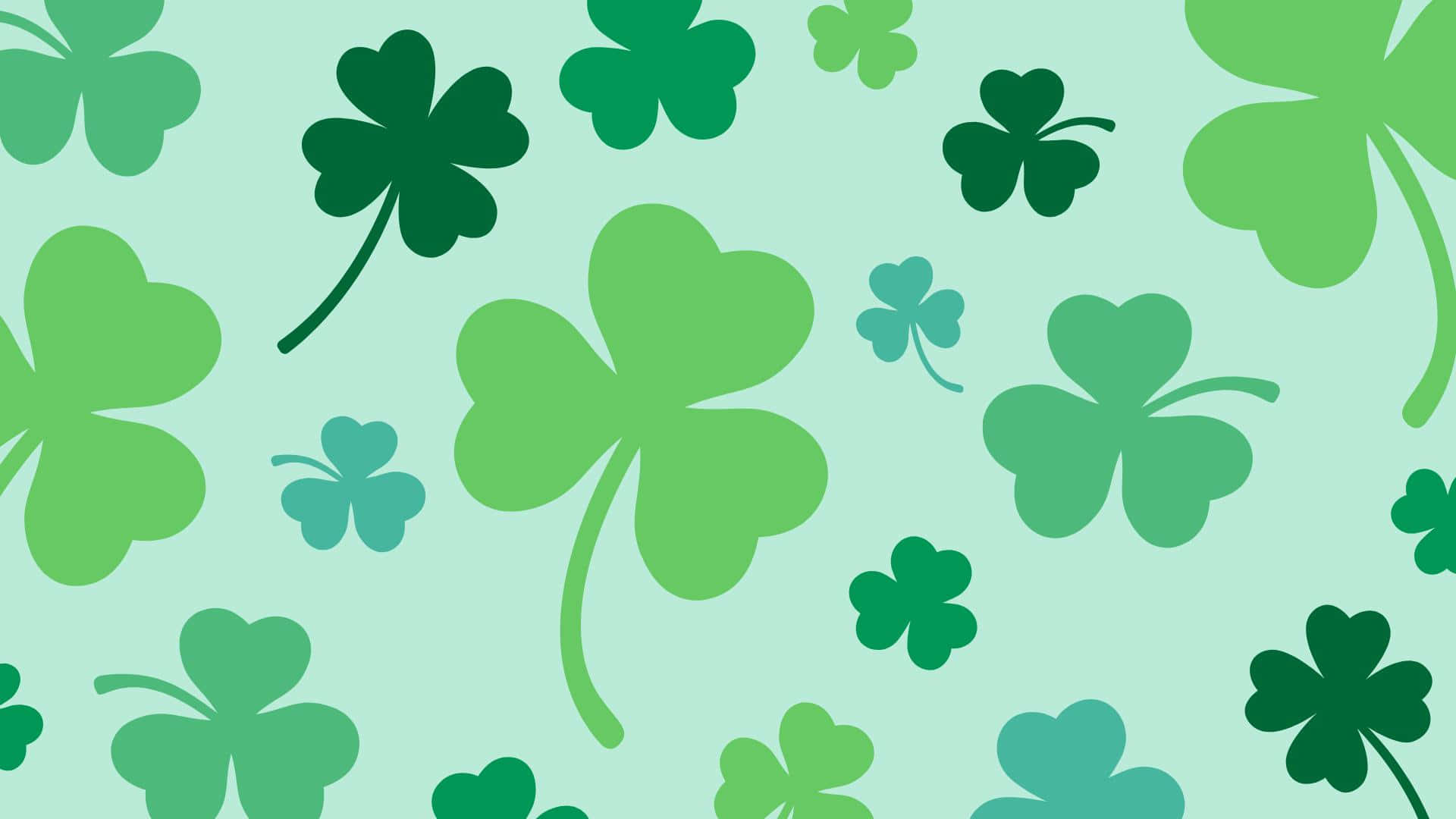 shamrock pattern, green background, mint background, Full HD Desktop Wallpaper