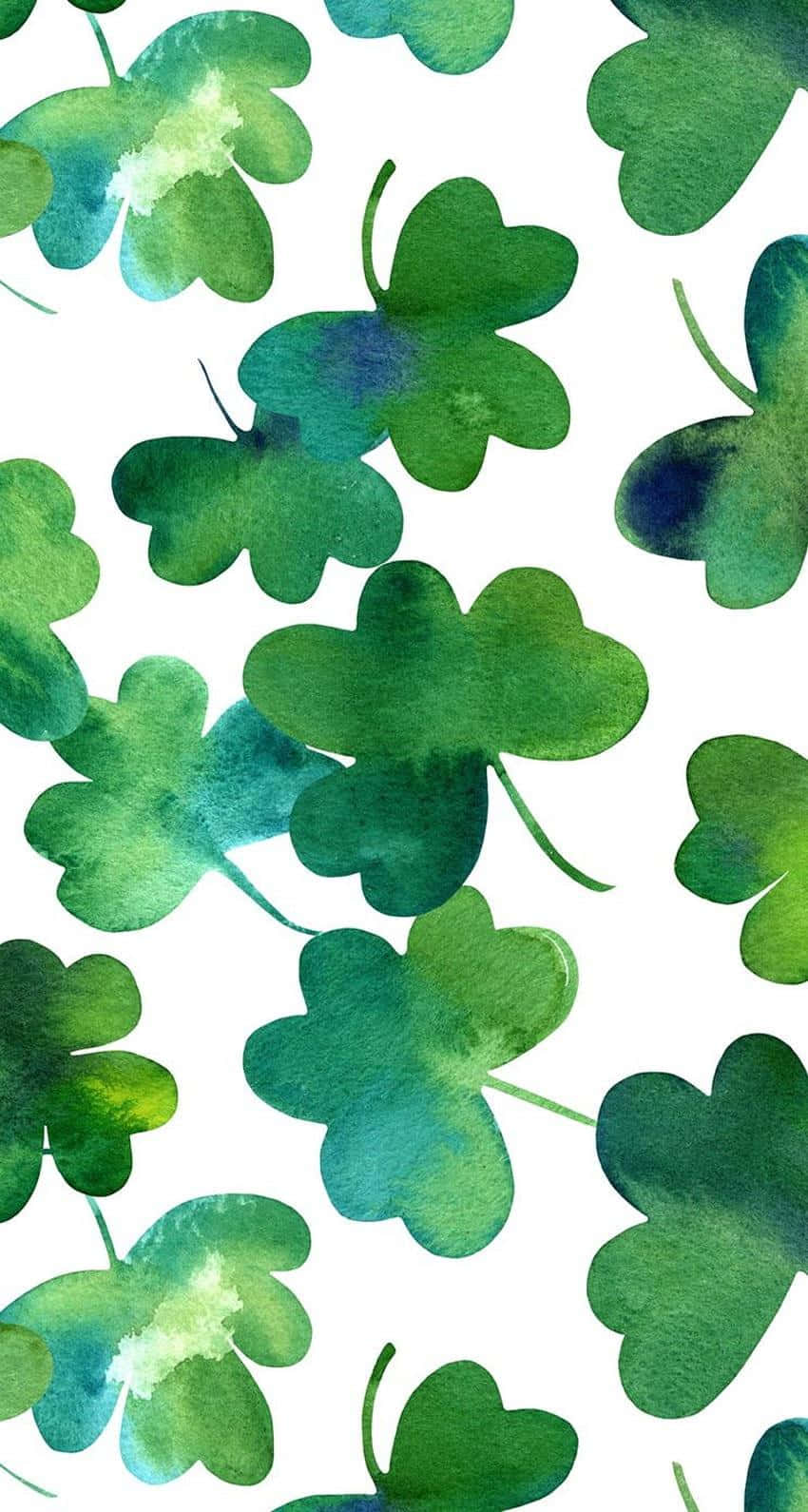 watercolor shamrock pattern, crisp white background, soft brushstrokes, HD Phone Wallpaper