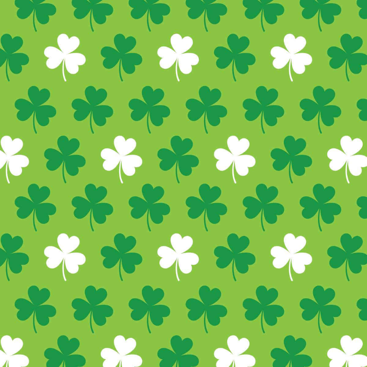 green shamrock pattern, vibrant green background, dark green and white shamrock patterns, SD Desktop Wallpaper