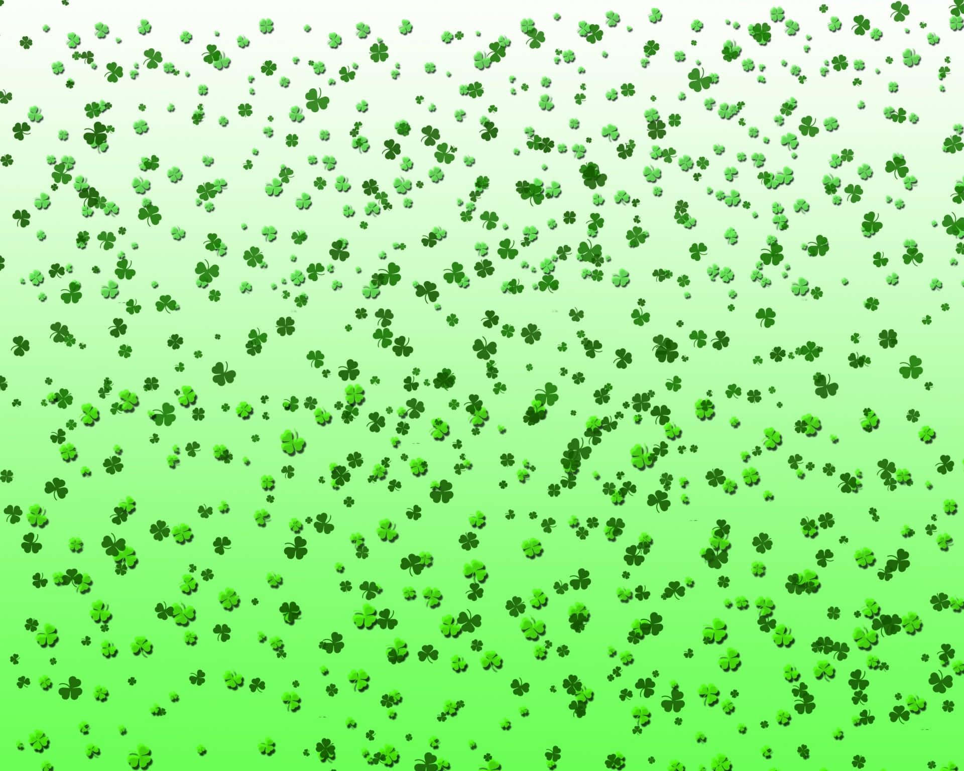 Falling Shamrocks, green background, vibrant green gradient, Full HD Desktop Wallpaper