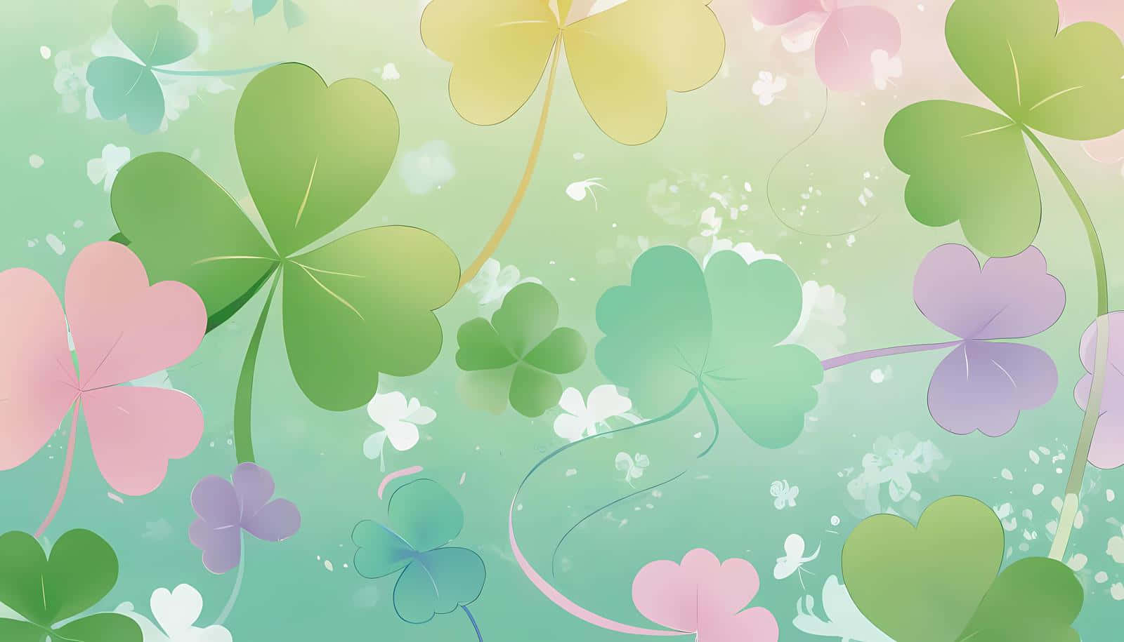 pastel shamrock pattern, clover leaves, soft gradient background, HD Desktop Wallpaper