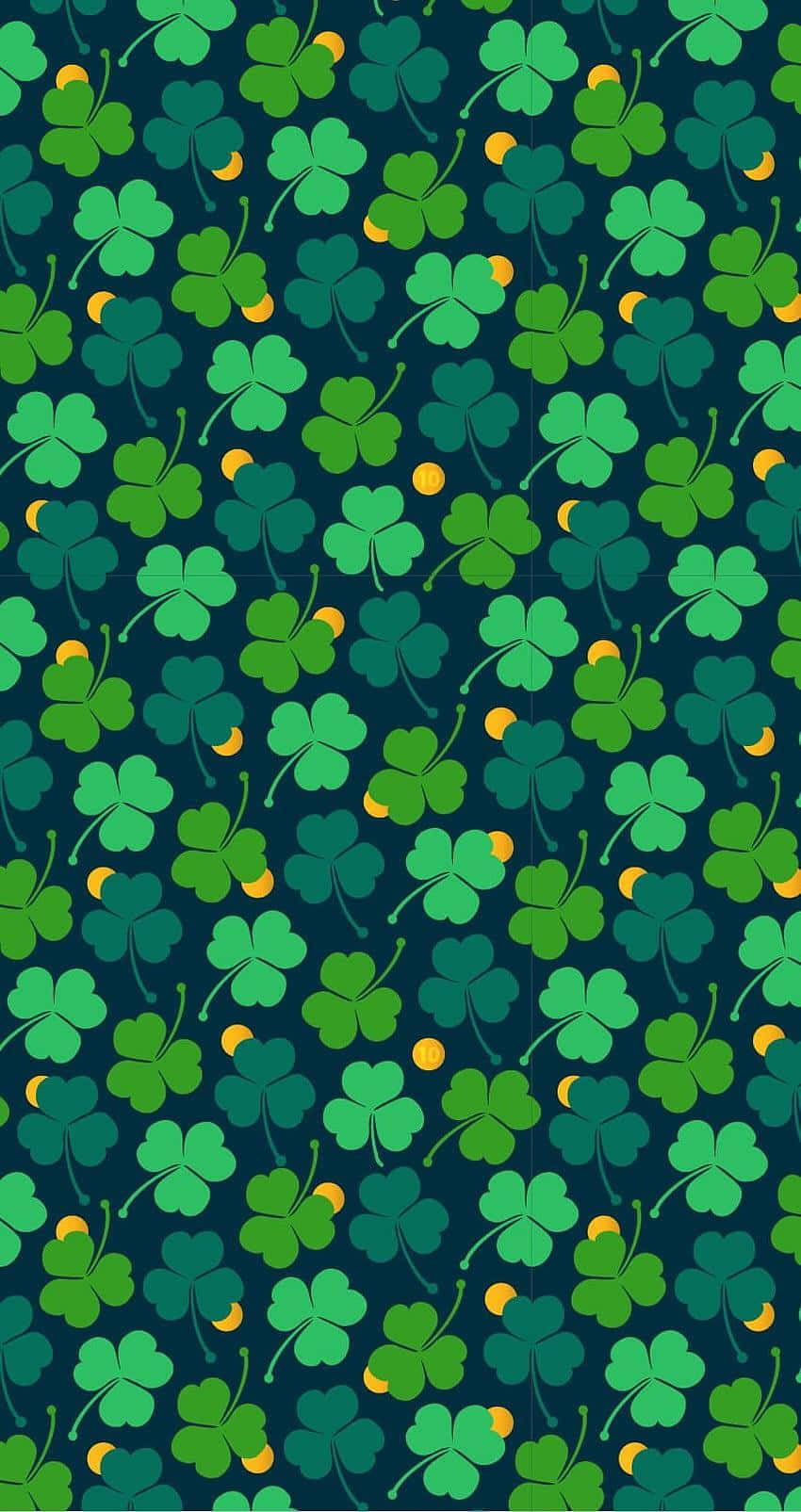 shamrock pattern, four-leaf clovers, green, HD Phone Wallpaper
