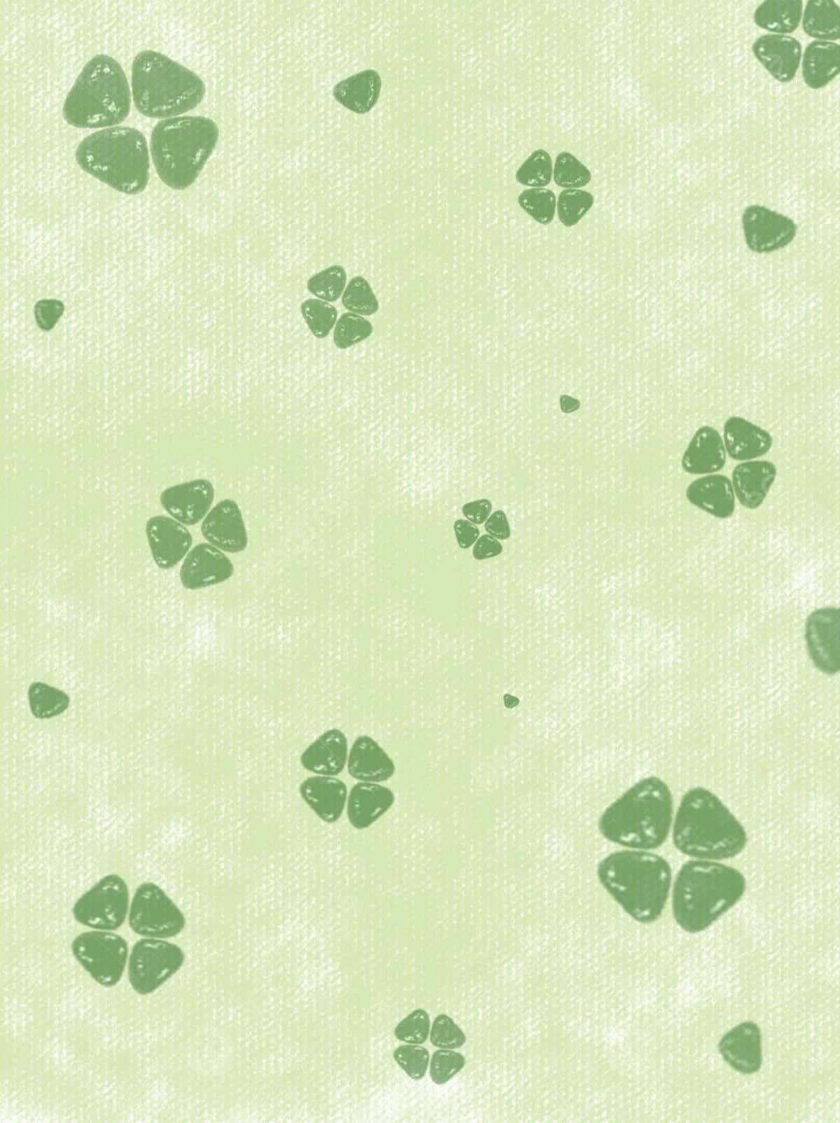 green shamrock pattern, light green textured wallpaper, dark green four-leaf clover, HD Phone Wallpaper
