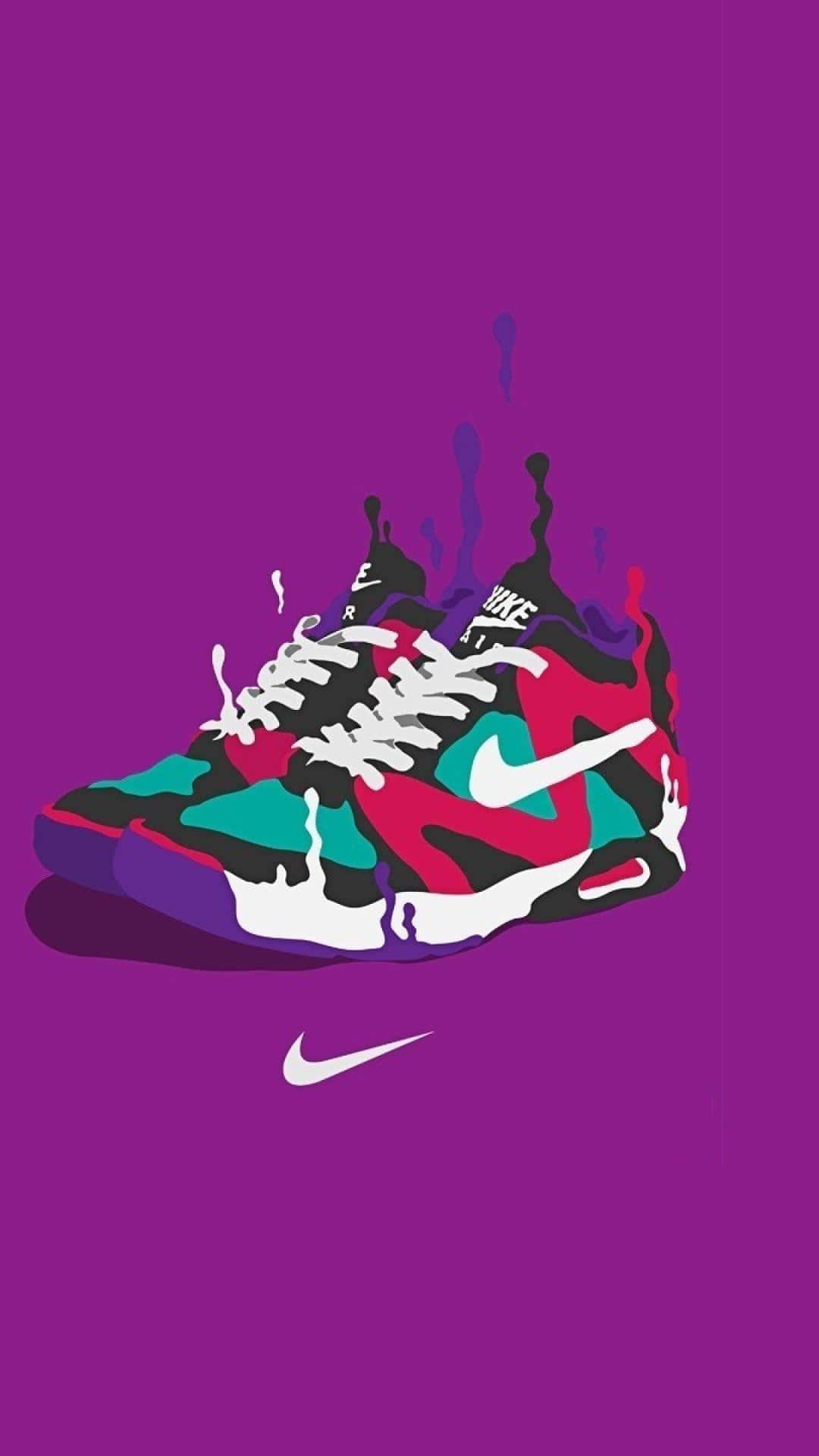 stylish sneakers, dripping paint effect, solid purple background, Full HD Phone Wallpaper