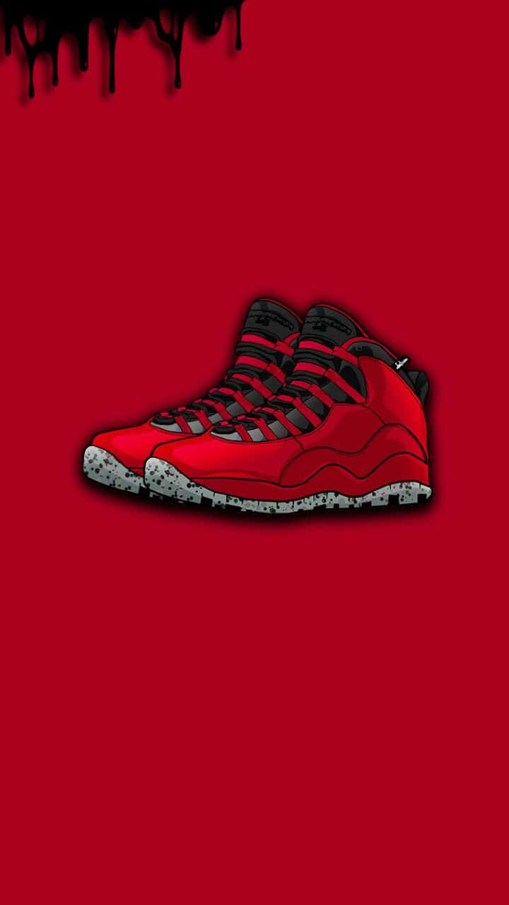 red and black high-top sneakers, speckled soles, bold red background, HD Phone Wallpaper