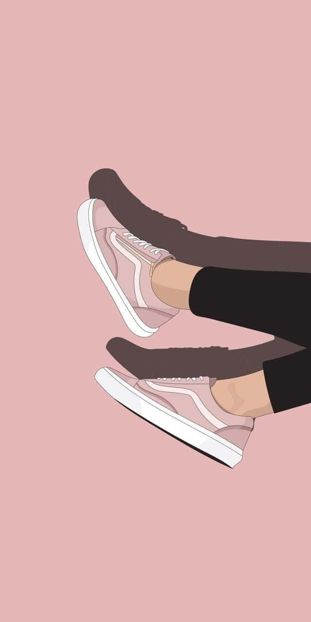 pink sneakers, minimalist illustration, solid pink background, HD Phone Wallpaper