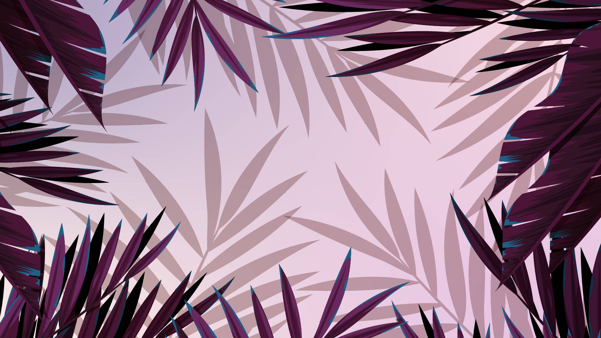 Cute Simple Aesthetic Desktop, 1920 x 1080, vibrant purple palm leaves, Full HD Desktop Wallpaper