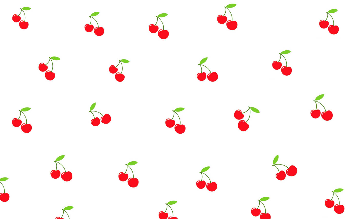 cute cherry aesthetic, bright red cherries, green stems, HD Desktop Wallpaper
