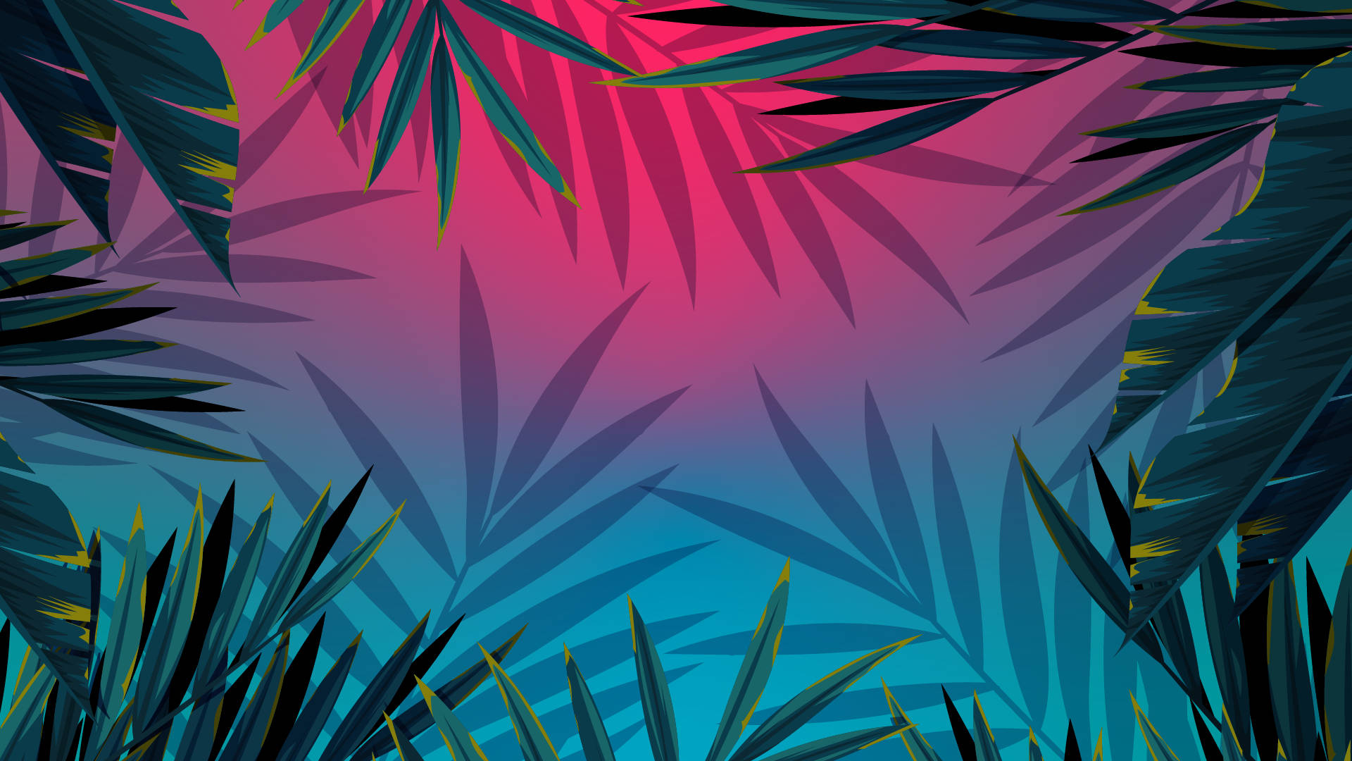 Cute Simple Aesthetic Desktop, 1920 x 1080, tropical leaves, Full HD Desktop Wallpaper
