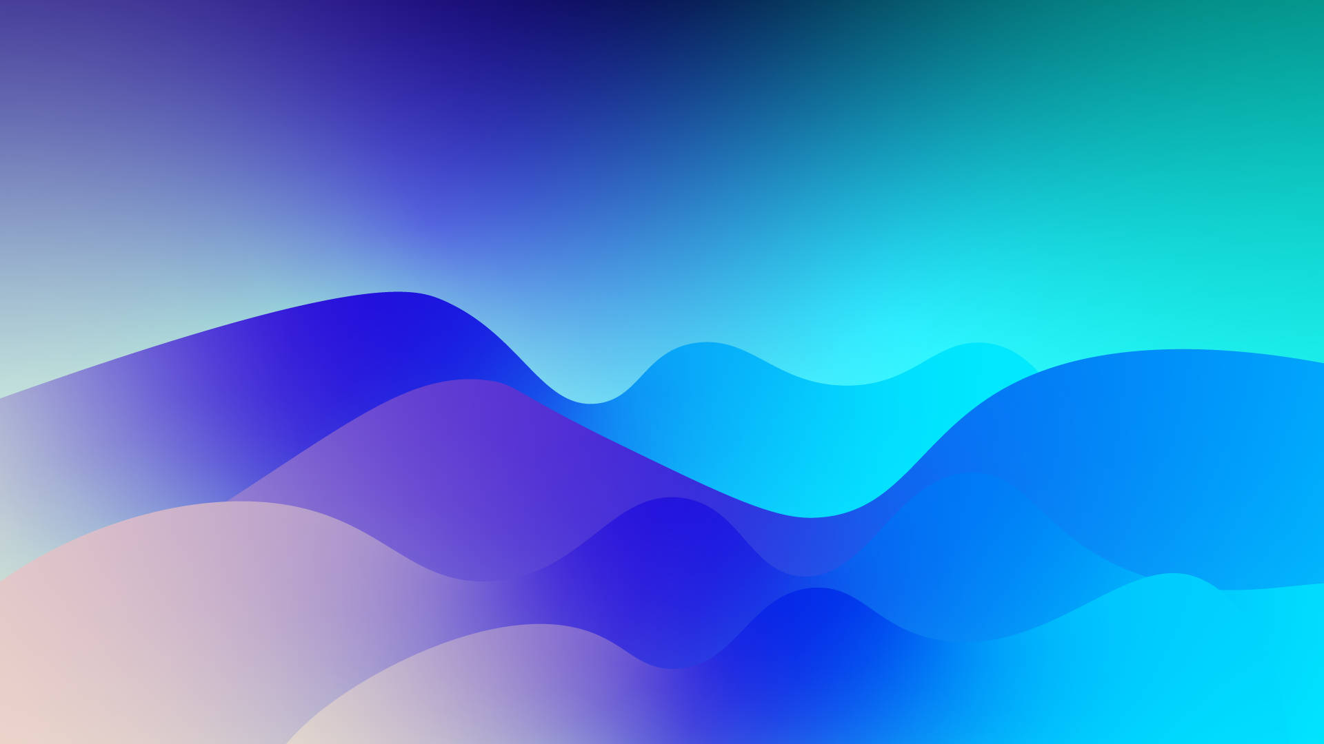 Cute Simple Aesthetic Desktop, blue wave art, gradient blues purples and teals, Full HD Desktop Wallpaper
