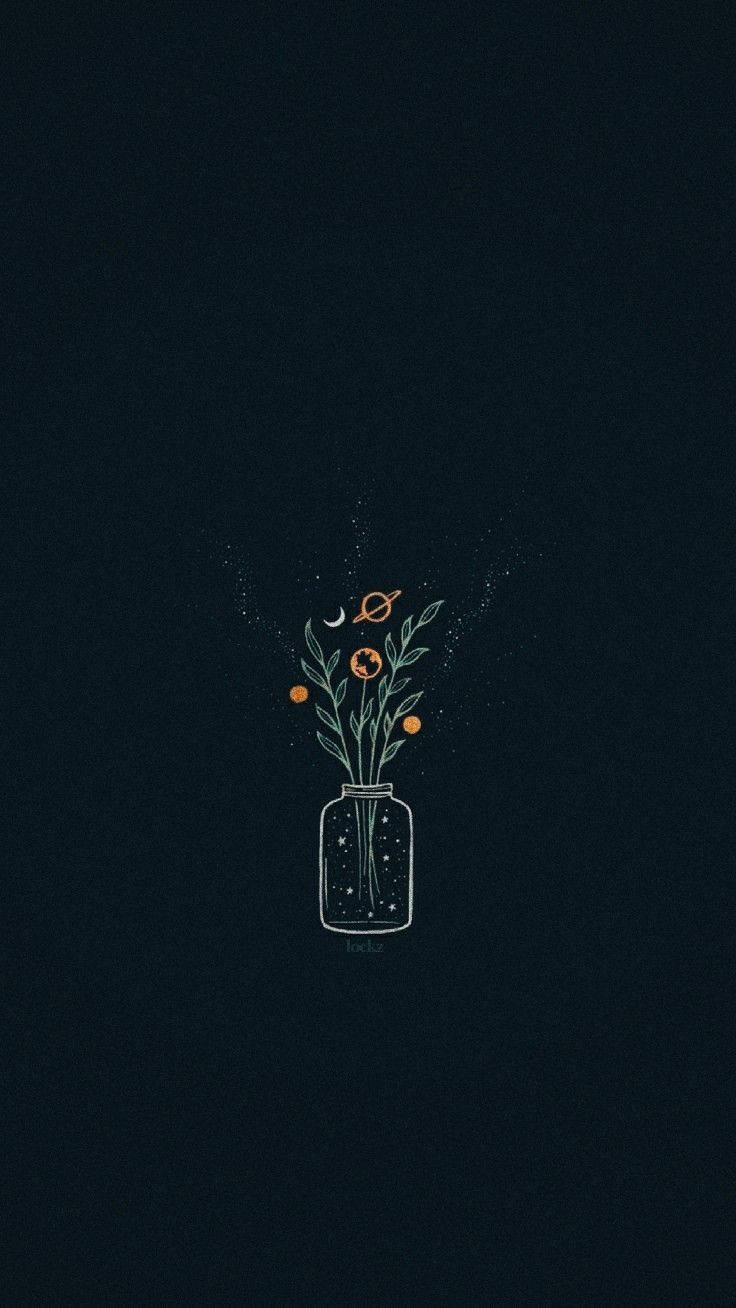 Cute Simple Leaves, glass jar, celestial-themed flowers, HD Phone Wallpaper