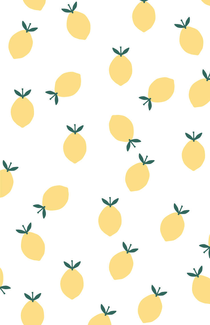 Cute Simple Lemons, bright yellow, green stems, SD Phone Wallpaper