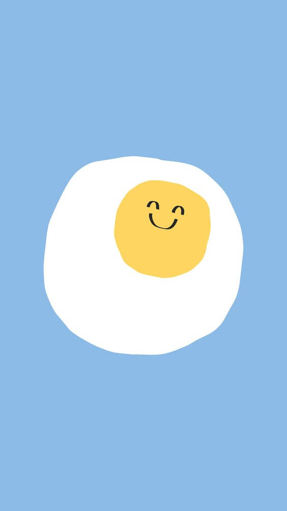 Cute Simple, smiling yolk, cartoon fried egg, SD Phone Wallpaper