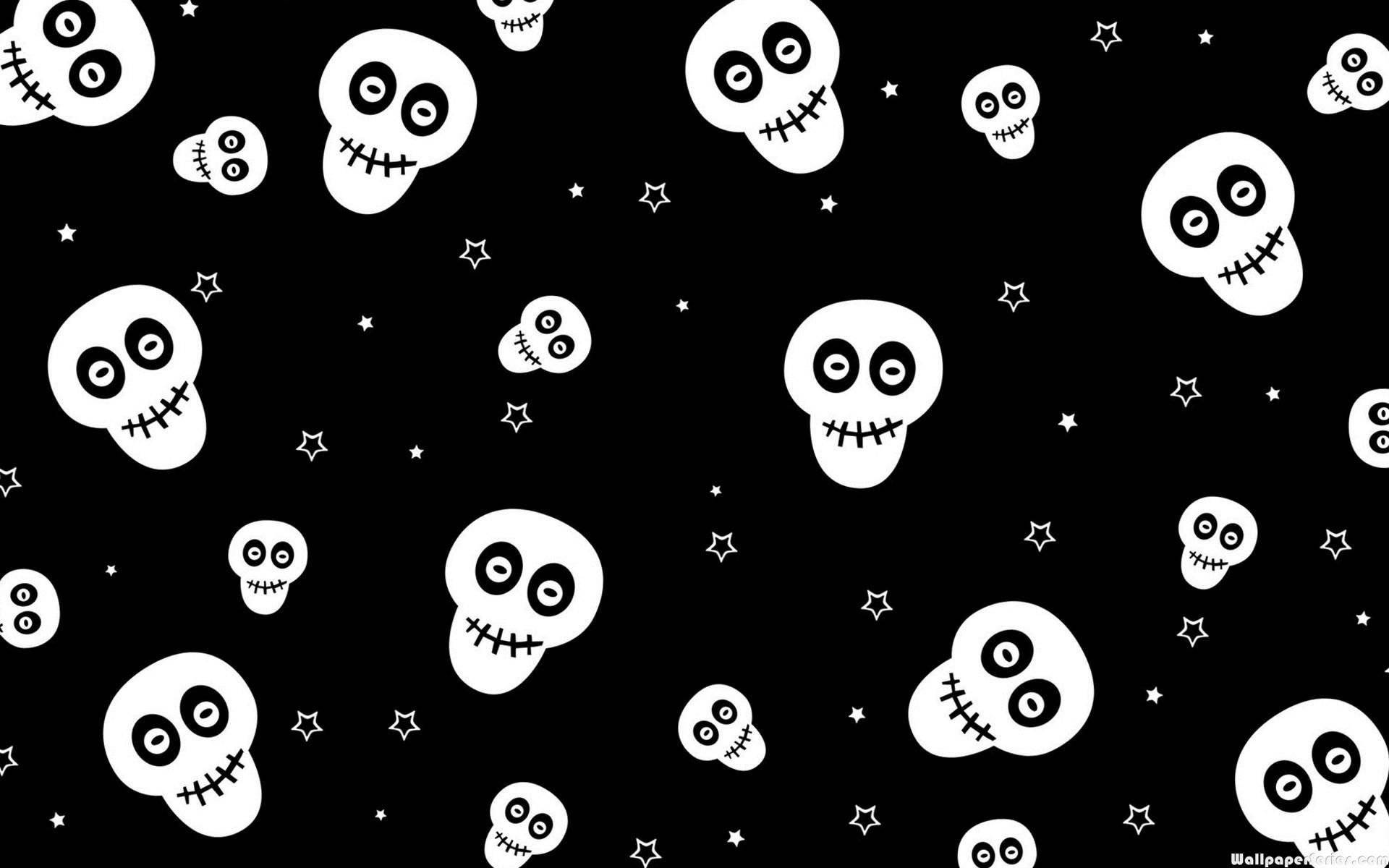 cute skeleton, white cartoon skulls, stitched mouths, Full HD Desktop Wallpaper