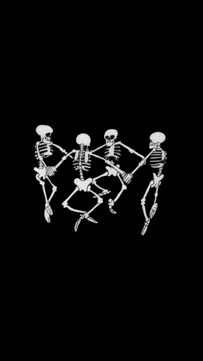 Cute Skeleton, white skeletal figures, dance in a circle, HD Phone Wallpaper