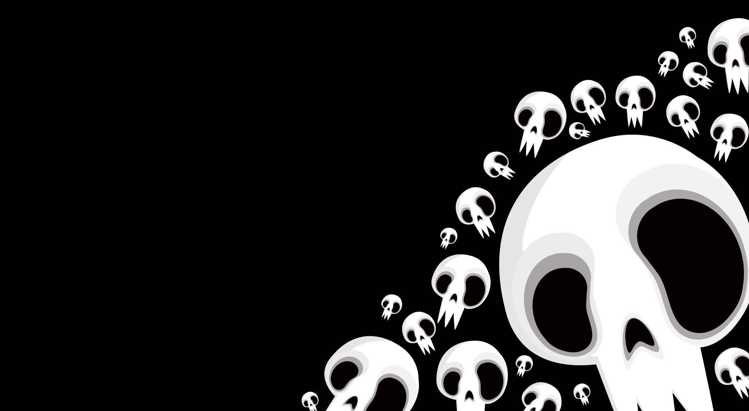 cute skeleton, white skull, smaller skulls, 2K Desktop Wallpaper