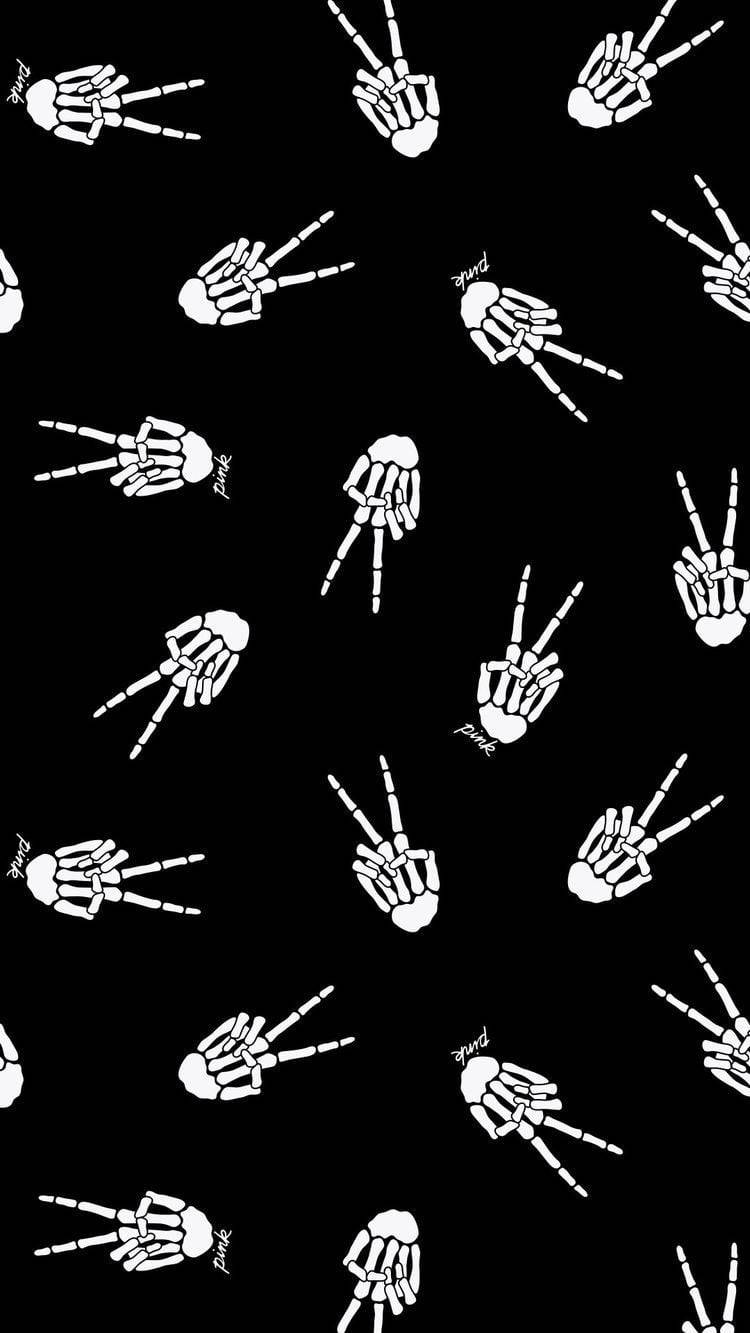Cute Skeleton, white skeletal hands, peace signs, HD Phone Wallpaper
