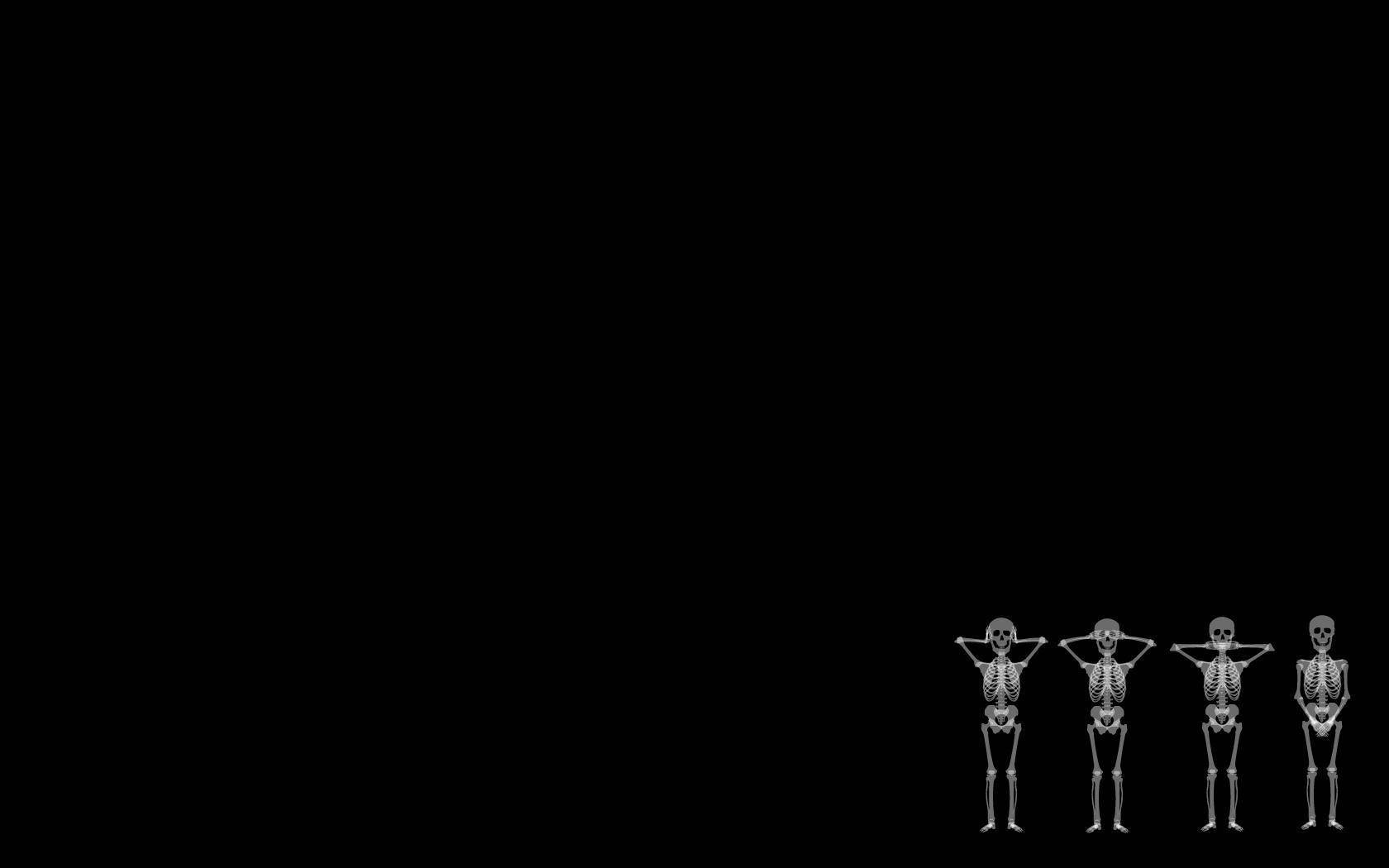 Cute Skeleton, white skeletons, black background, HD Desktop Wallpaper