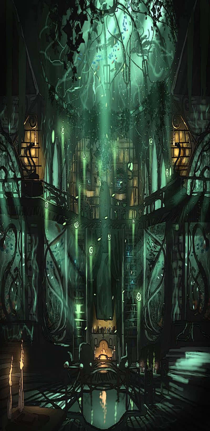 Slytherin, gothic cathedral, moss-covered, HD Phone Wallpaper