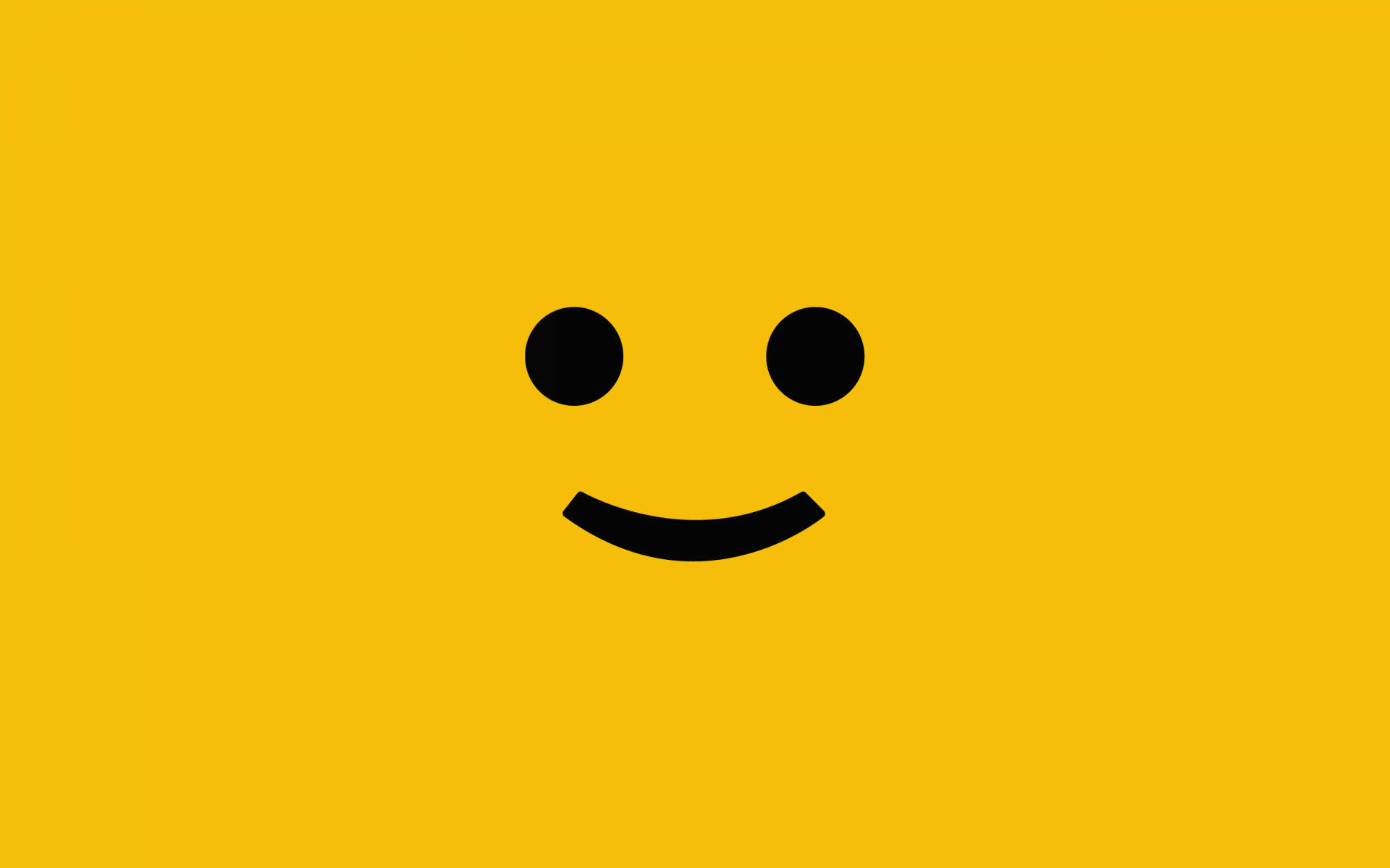 yellow aesthetic smile, minimalist black smiley face, solid vibrant yellow background, Full HD Desktop Wallpaper