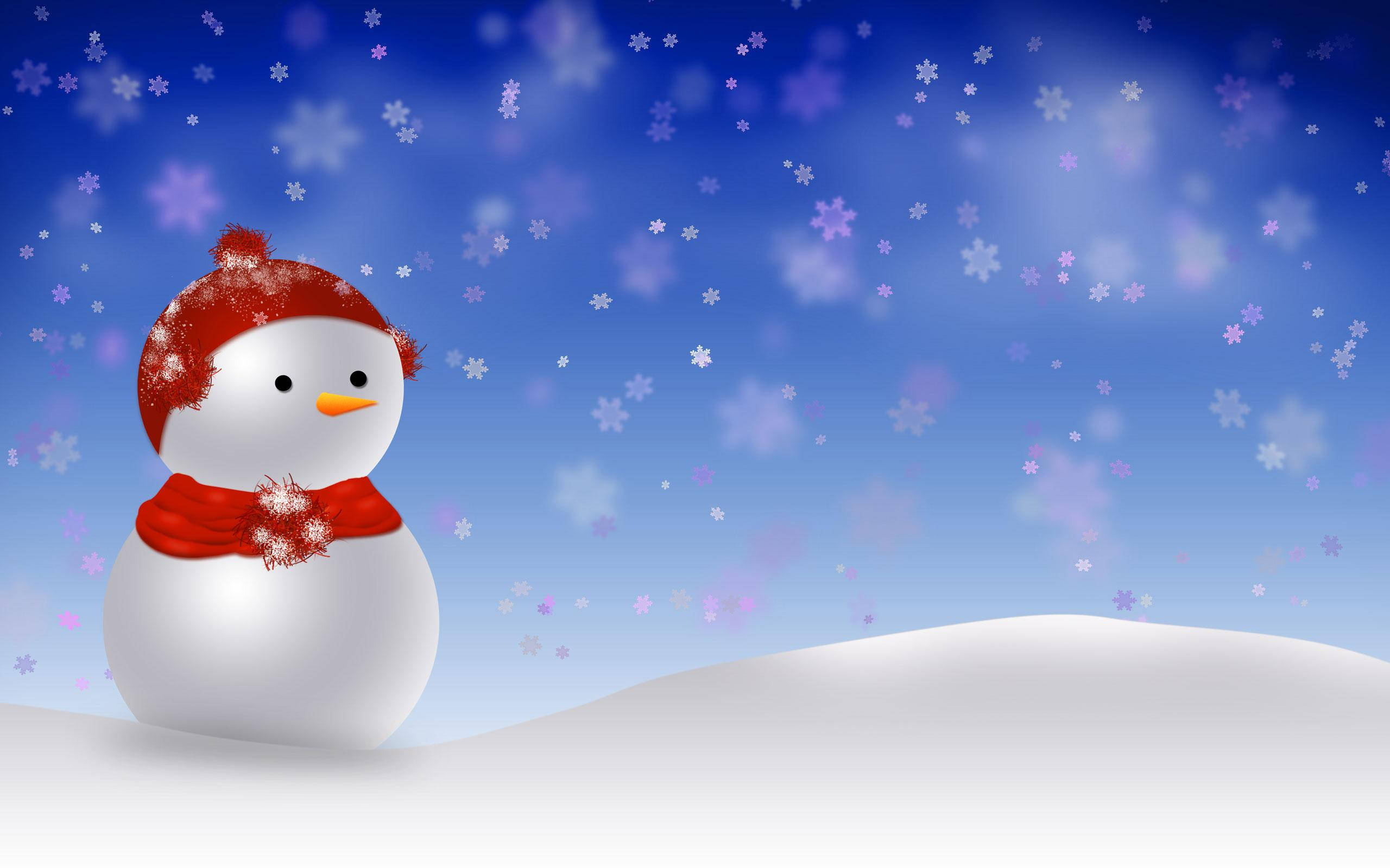 snowman, red hat, scarf, 2K Desktop Wallpaper
