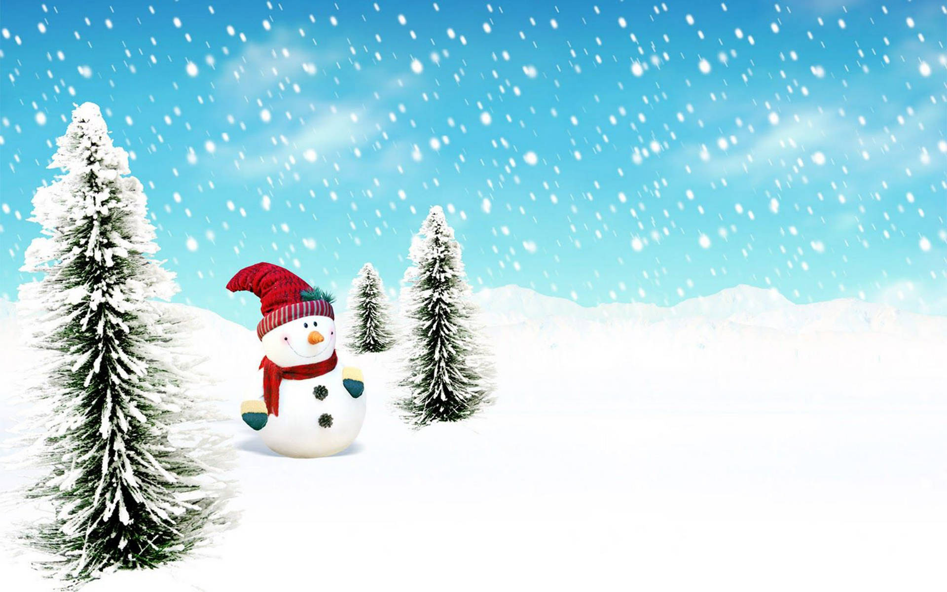 snowman, red hat, scarf, Full HD Desktop Wallpaper
