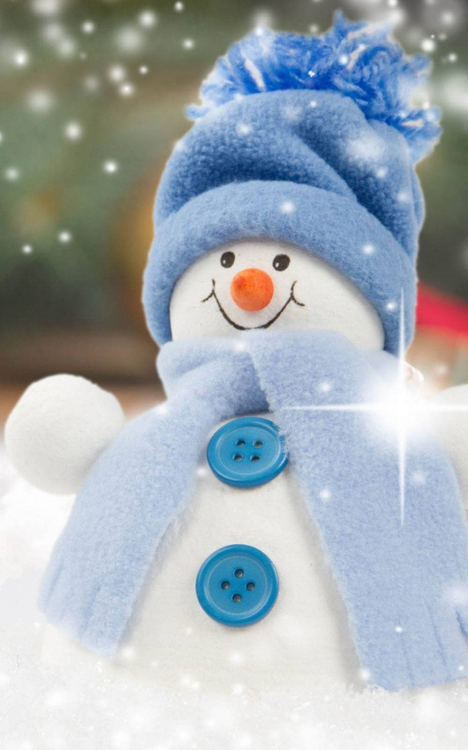 Cute Snow Man, blue knit hat, blue scarf, HD Phone Wallpaper