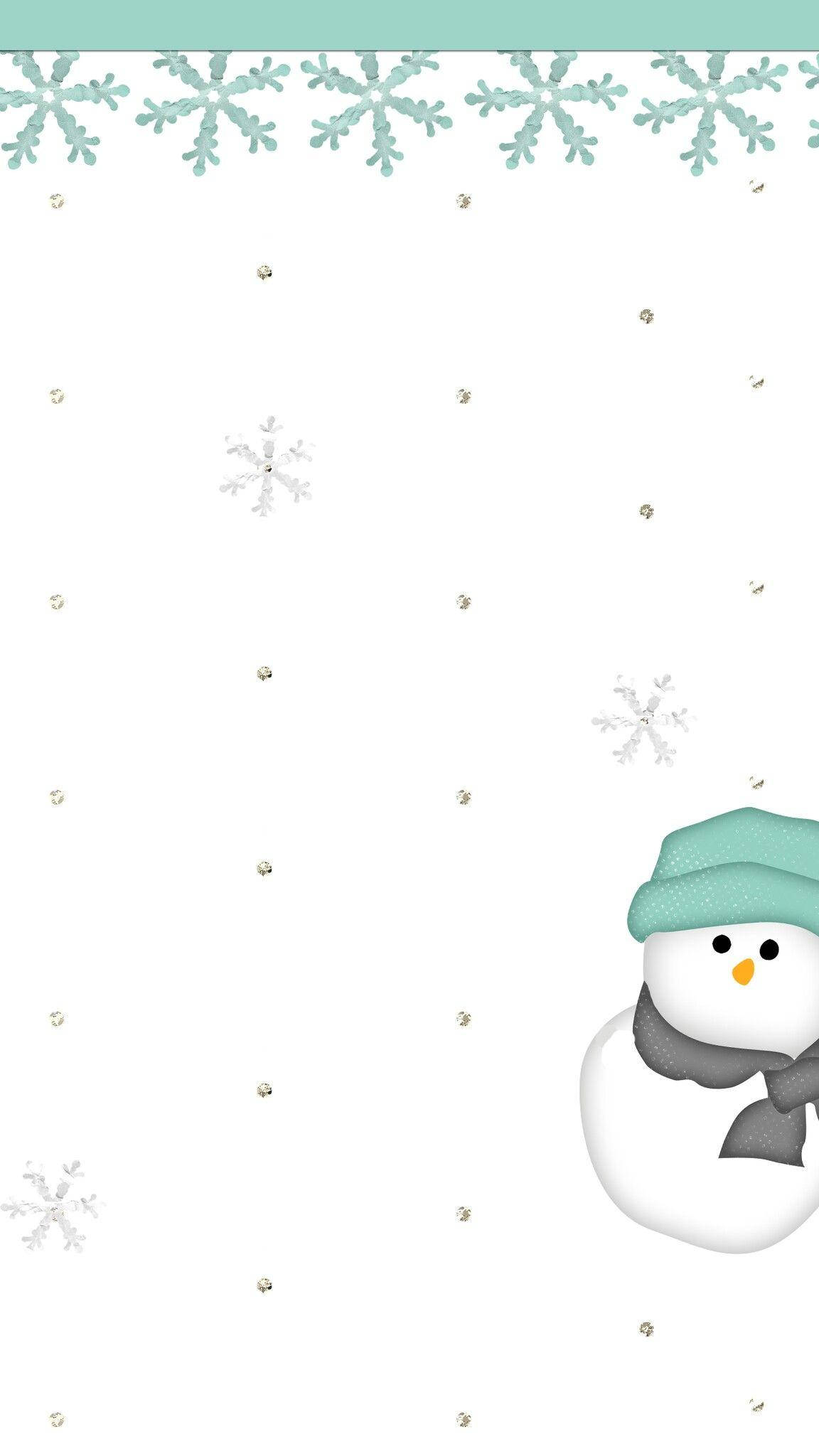 Cute Snow, snowman, teal hat, Full HD Phone Wallpaper