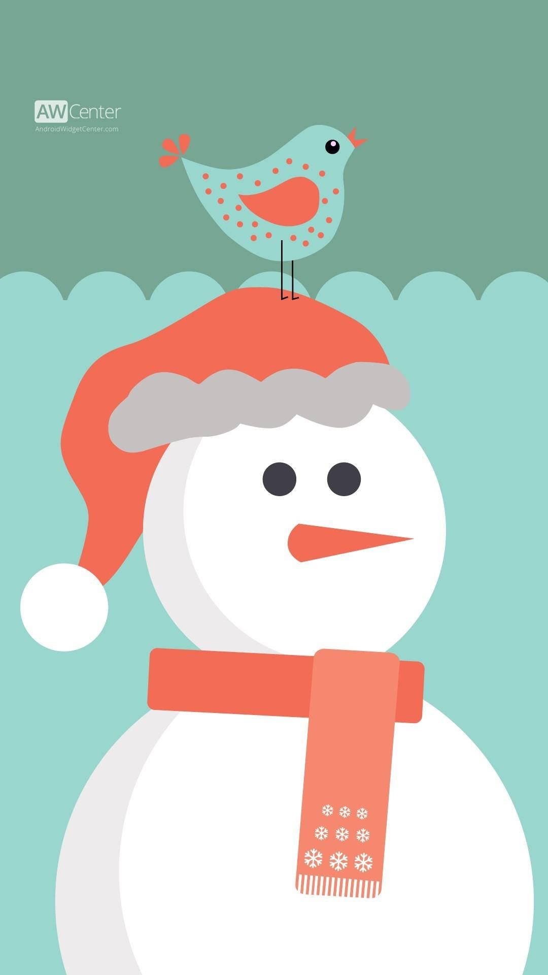 snowman, red hat, scarf, Full HD Phone Wallpaper