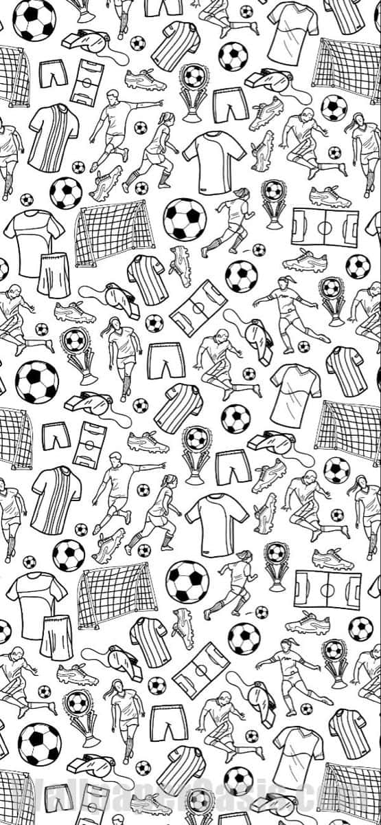 black and white line drawing, soccer players, goals, SD Phone Wallpaper