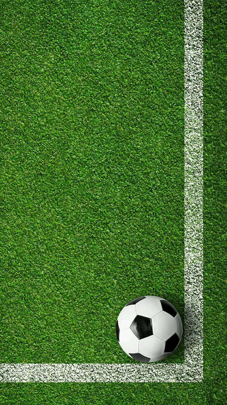 black and white soccer ball, vibrant green artificial turf field, crisp white lines, HD Phone Wallpaper