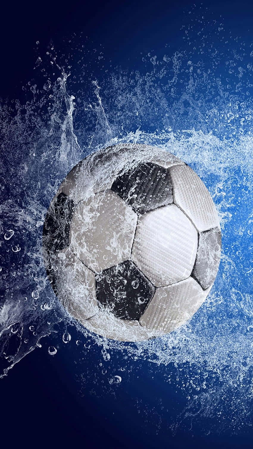 black and white soccer ball, deep blue water, dynamic splashes, HD Phone Wallpaper
