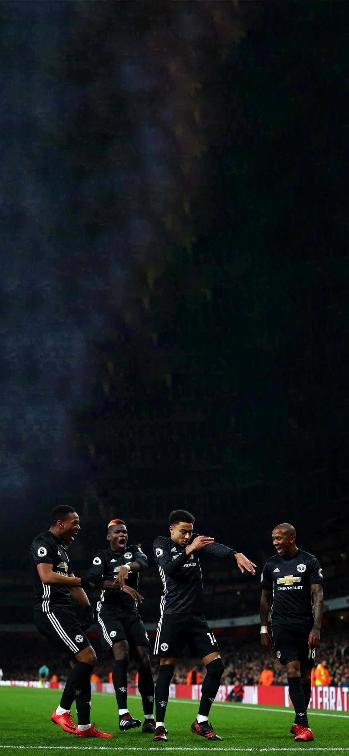 cute soccer, black kits, lit stadium pitch, Full HD Phone Wallpaper
