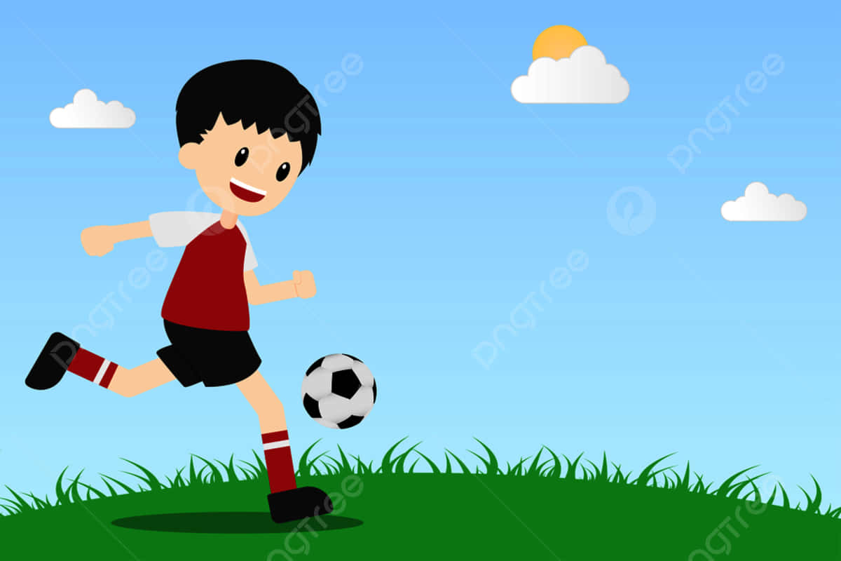 Cute Soccer, cartoon boy, soccer ball, SD Desktop Wallpaper