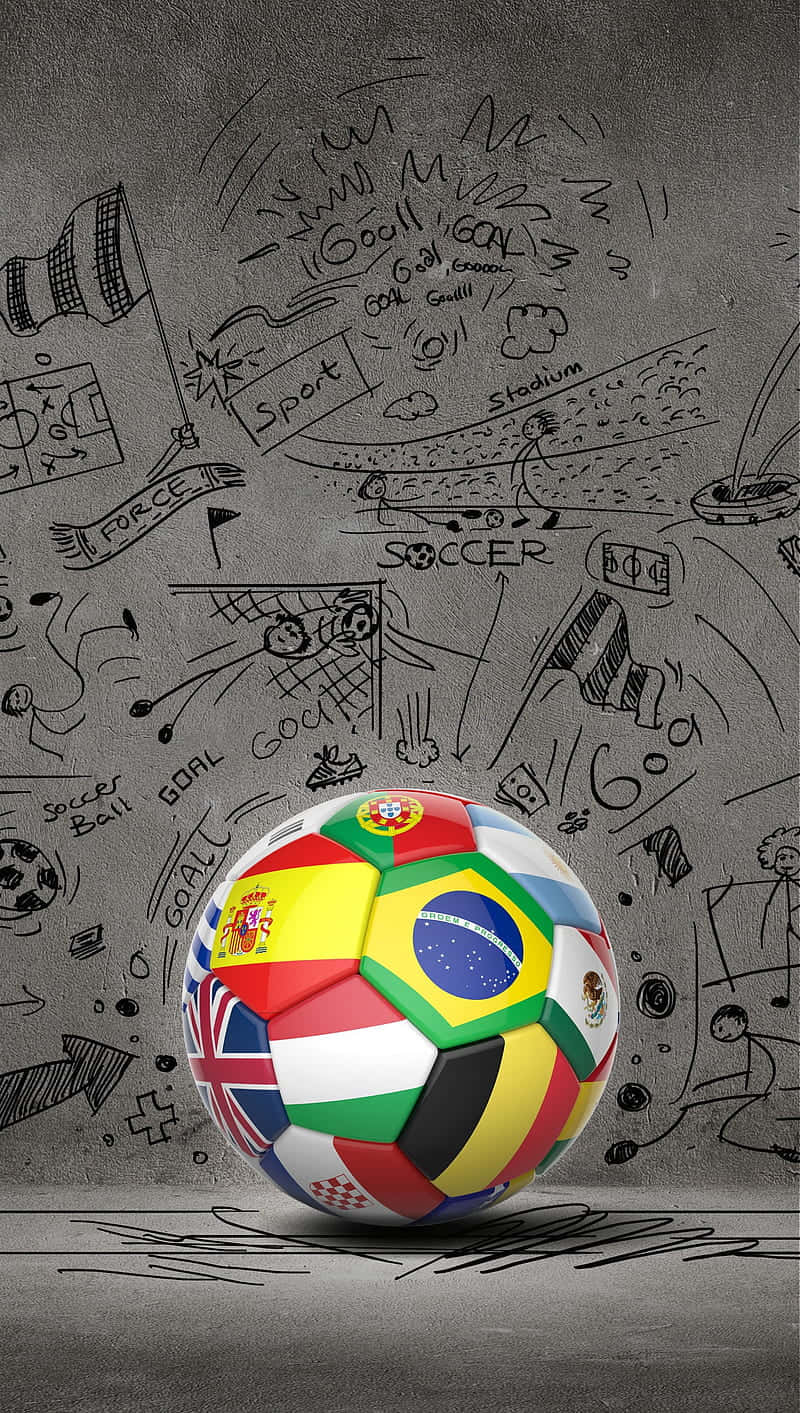 soccer ball, national flags, concrete floor, HD Phone Wallpaper