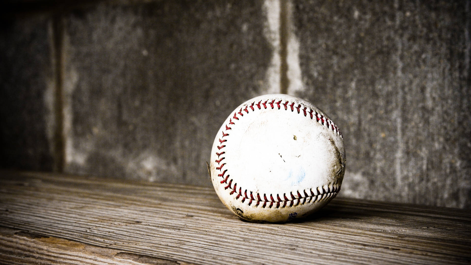 cute softball, wood, red stitching, Full HD Desktop Wallpaper