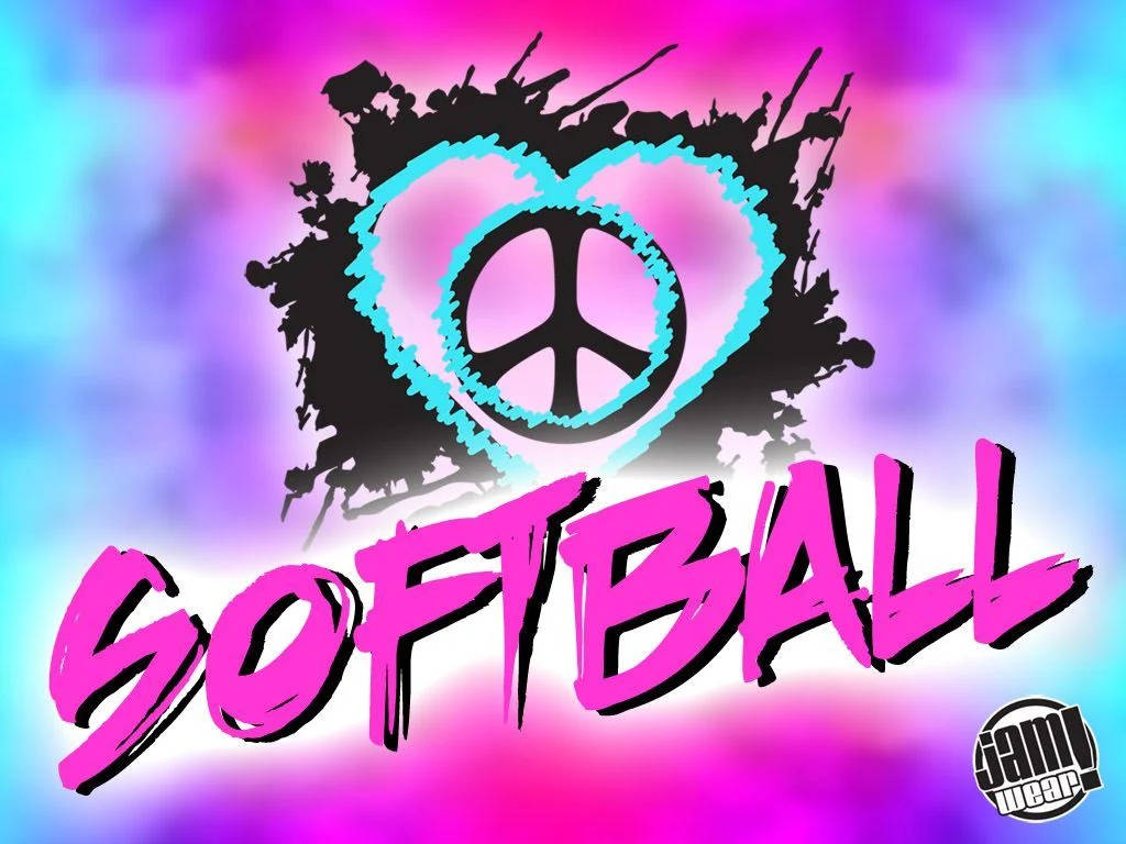 Cute Softball, pink, graffiti-style logo, SD Desktop Wallpaper
