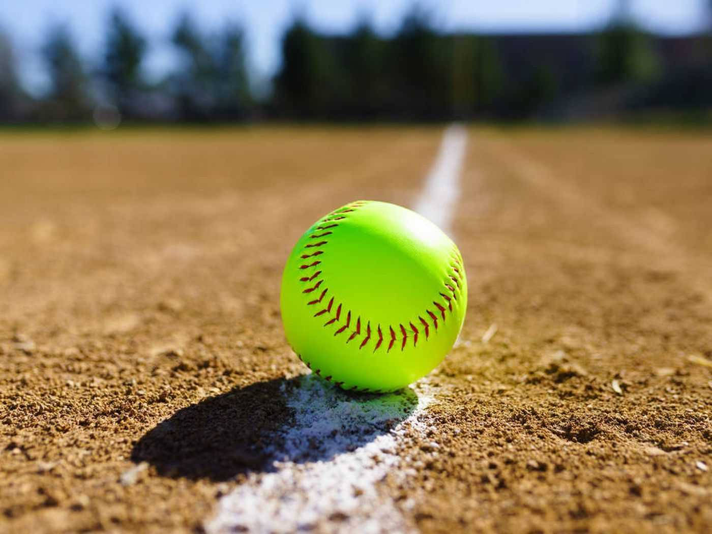 cute softball, neon yellow, dirt field, HD Desktop Wallpaper