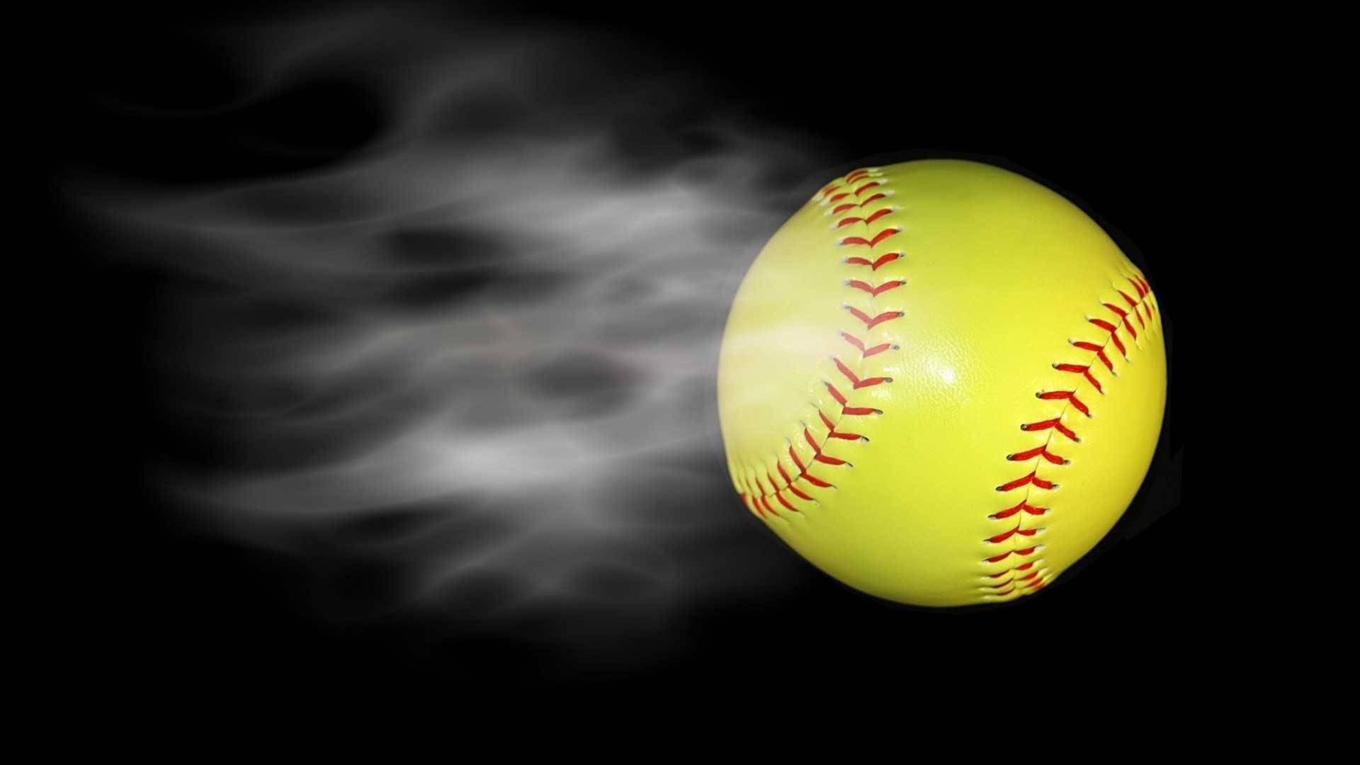 Cute Softball, bright yellow, red stitching, Full HD Desktop Wallpaper
