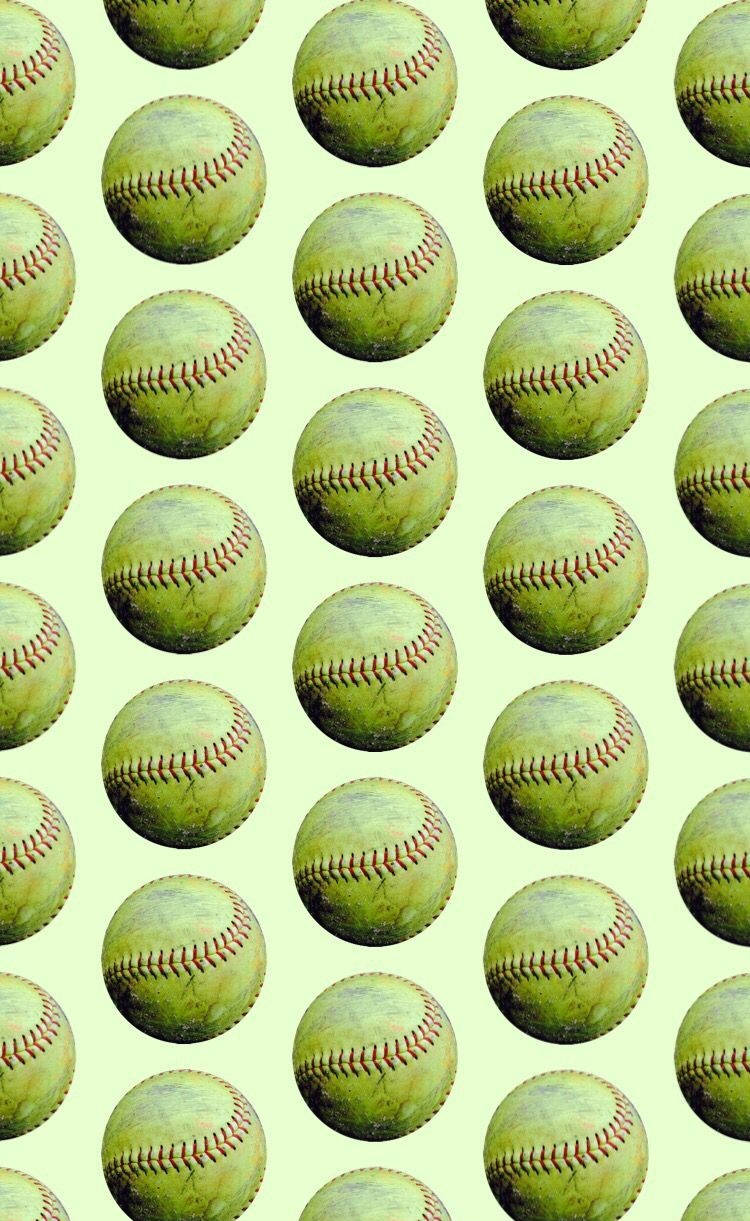 cute softball pattern, vintage baseballs, faded green leather, SD Phone Wallpaper