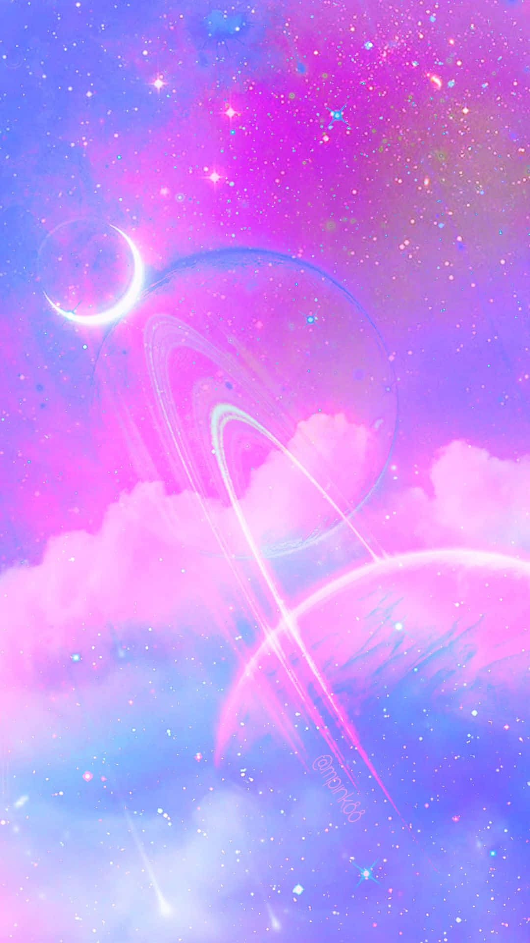 Pastel Purple, Cute Space Galaxy, glowing pink and blue nebulae, Full HD Phone Wallpaper